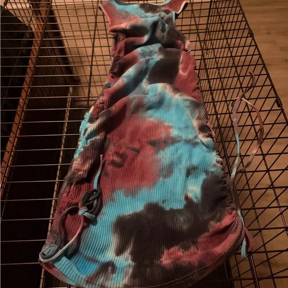 SHEIN Tie-Dye Ribbed Mini Dress in Blue, Purple, Black - Picture 2 of 3